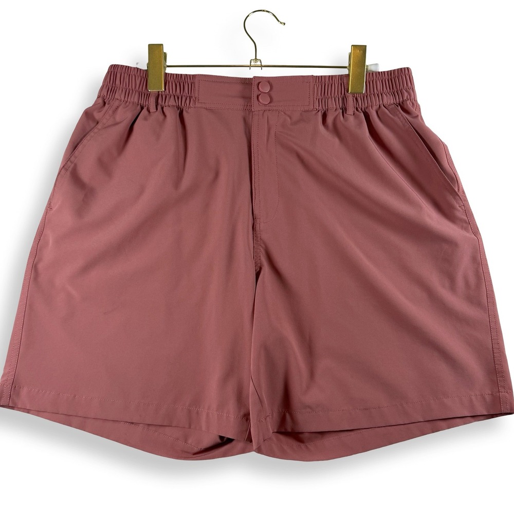 BURLEBO Everyday Performance Shorts Mens L Clay Rose Pink Stretch 6.5in
